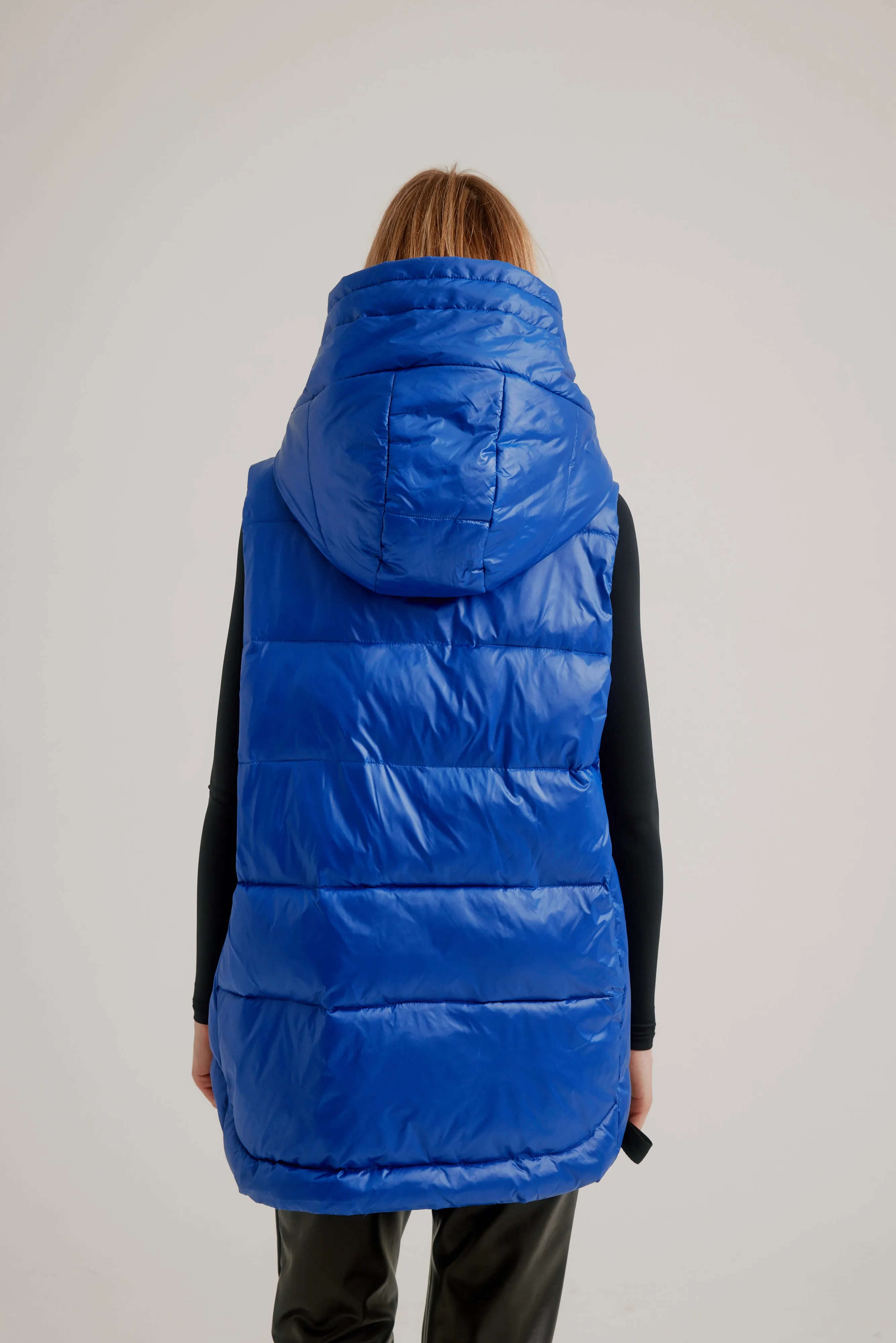Nikki Jones Vest - Quilted Hooded - Cobalt - MEDIUM