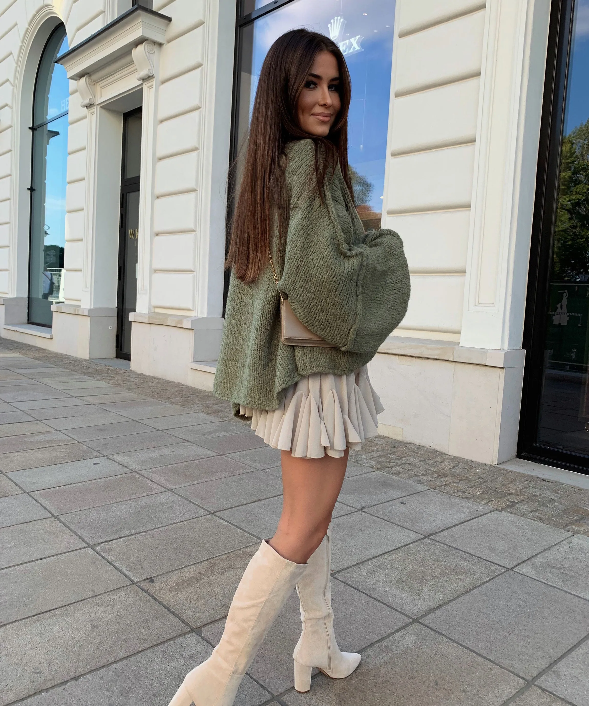 Oversize Strickjacke Jalsien Khaki