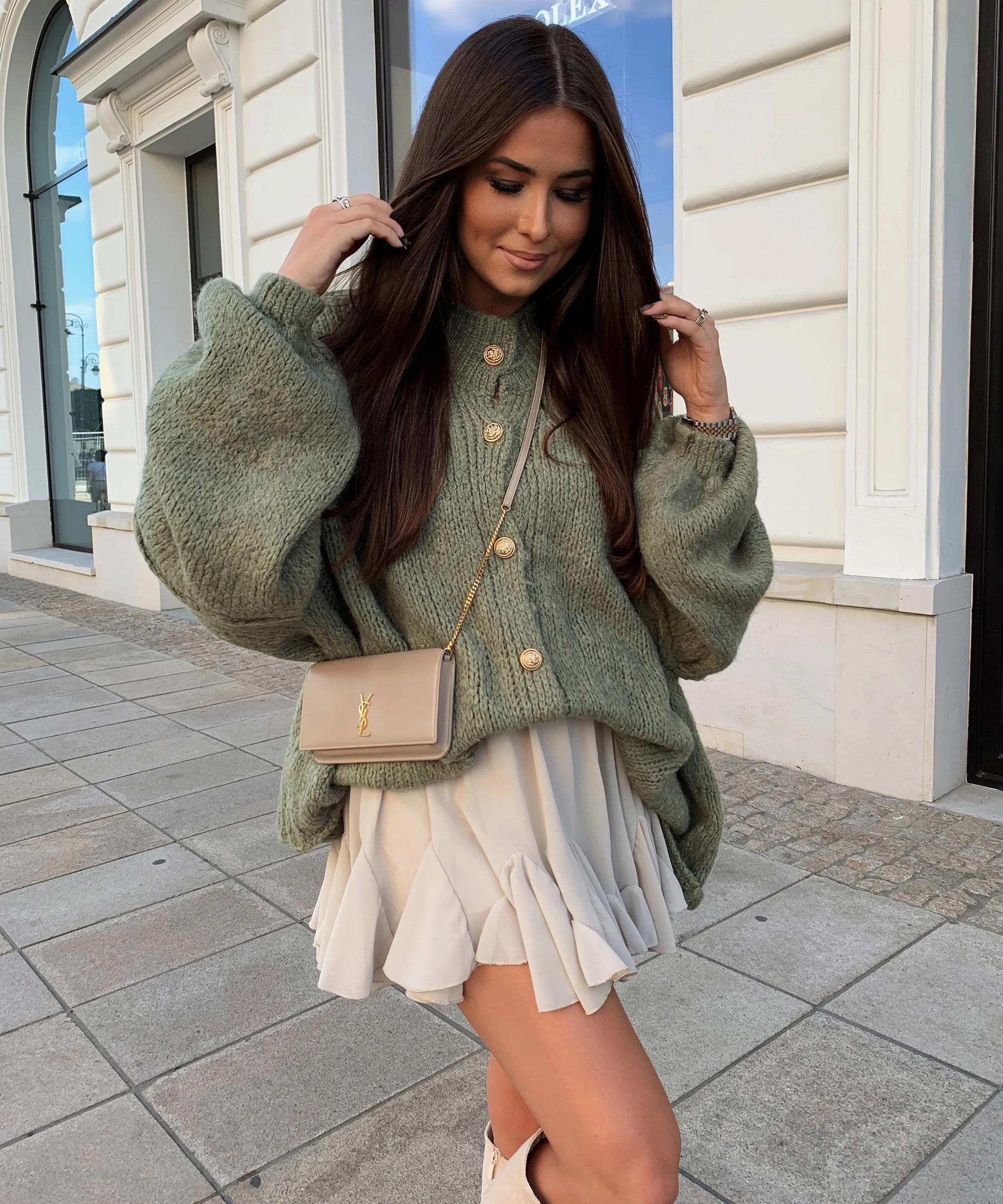Oversize Strickjacke Jalsien Khaki