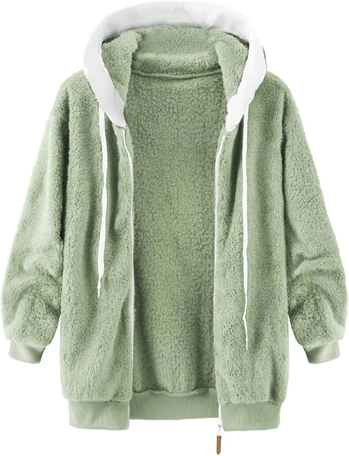 Oversized Fuzzy Fleece Jackets For Women Fashion 2024 Color Block Faux Fur Cardigan Coat Shaggy Warm Winter Outerwear