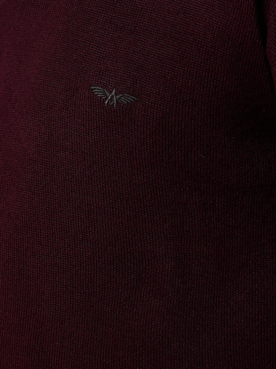 Park Avenue Men Red Solid Regular Fit Acrylic Blend Sweaters