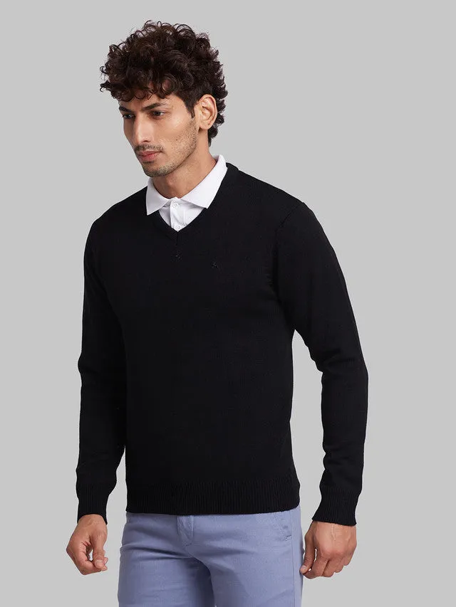 Parx Men Black Solid Acrylic Sweaters