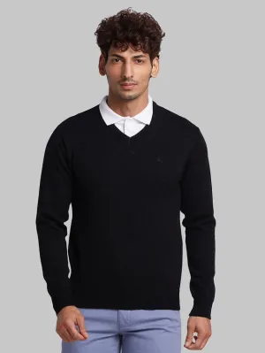 Parx Men Black Solid Acrylic Sweaters