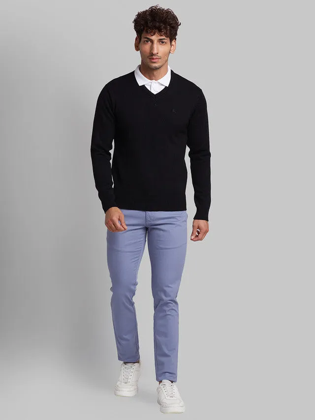 Parx Men Black Solid Acrylic Sweaters