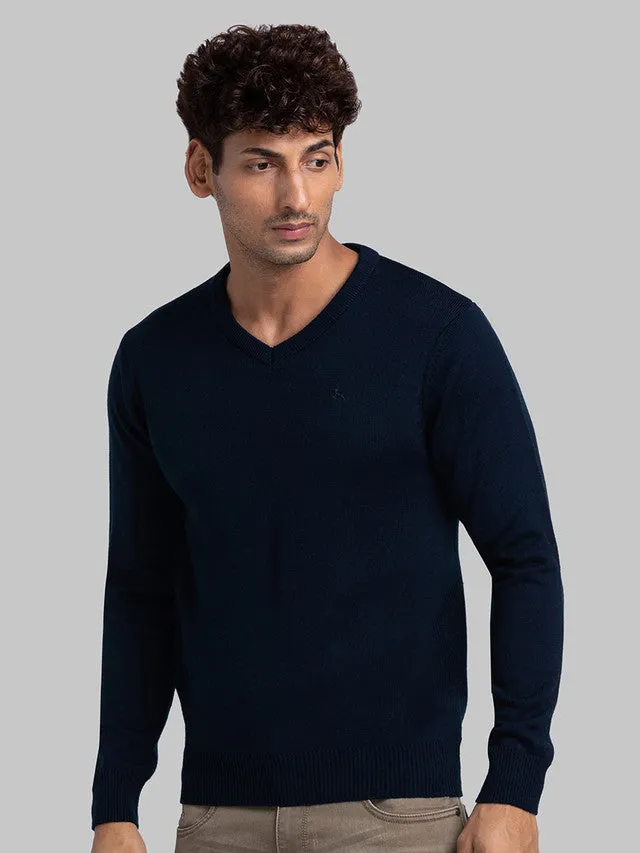 Parx Men Blue Solid Acrylic Sweaters