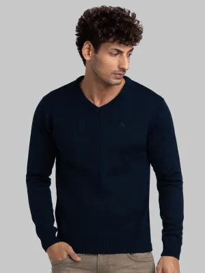 Parx Men Blue Solid Acrylic Sweaters