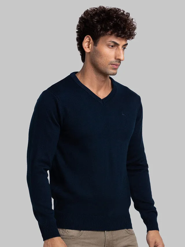 Parx Men Blue Solid Acrylic Sweaters