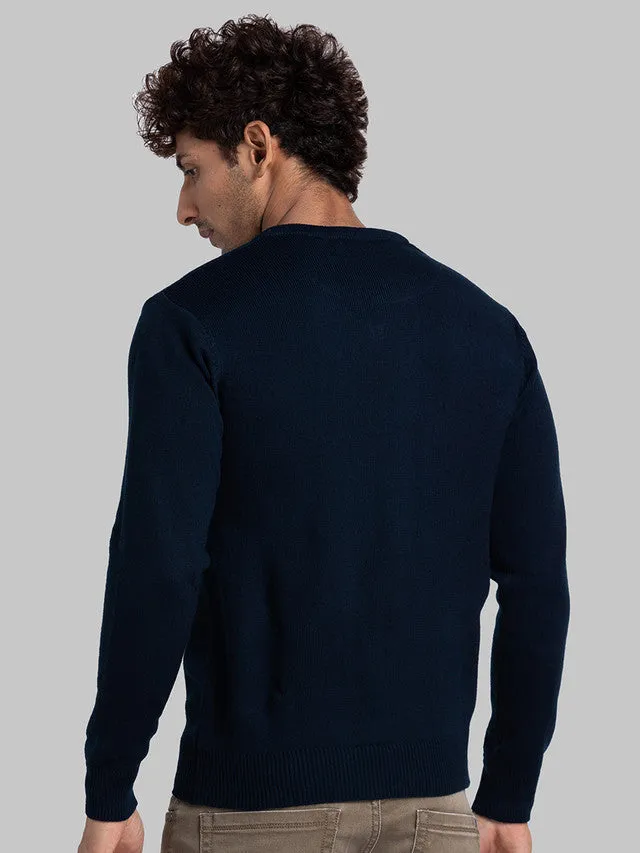 Parx Men Blue Solid Acrylic Sweaters