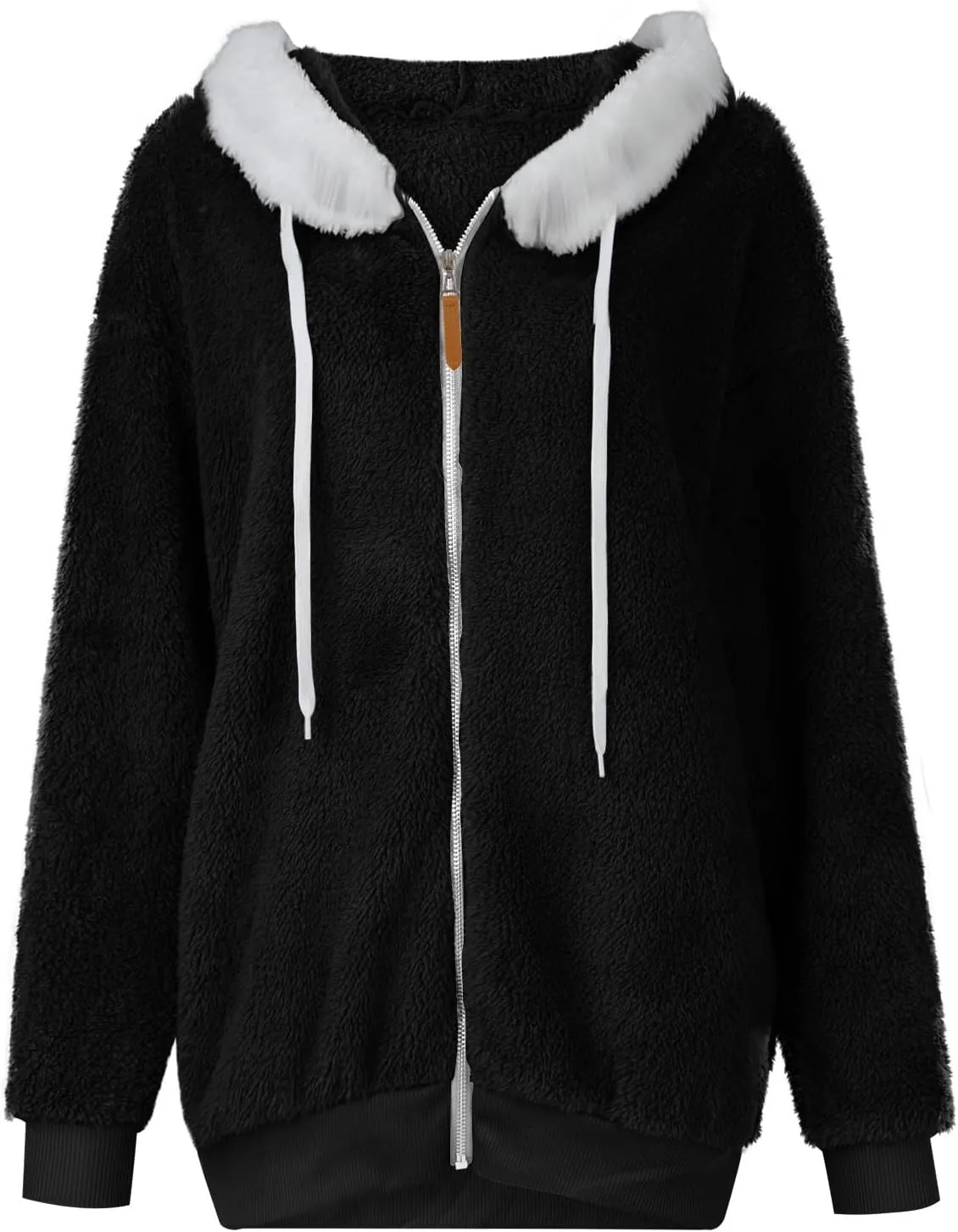 PETYCZEN Winter Jackets for Women Warm Fuzzy Sherpa Lined Plus Size Coats Casual Long Sleeve Zip Up Fleece Jacket Outerwear
