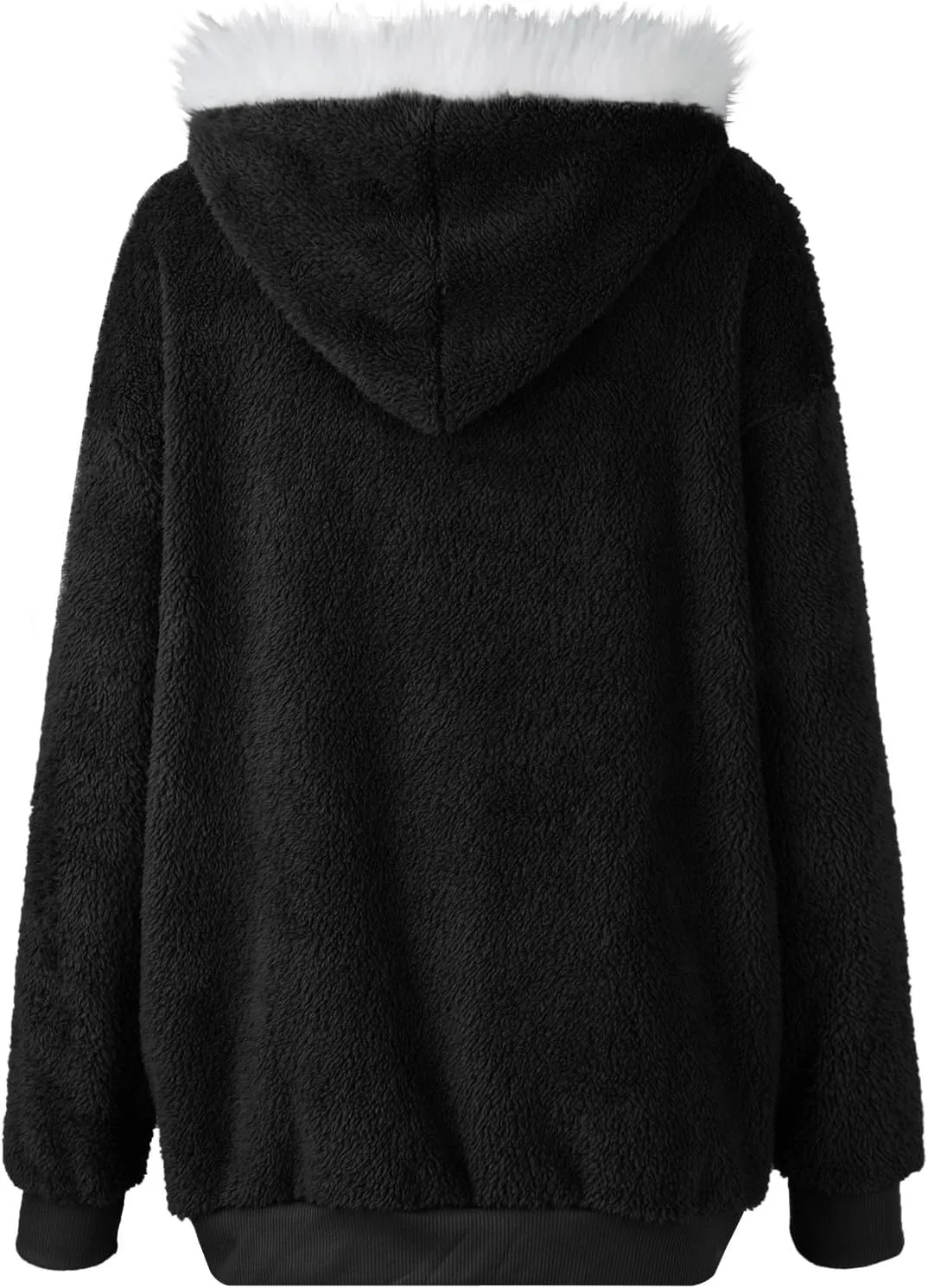 PETYCZEN Winter Jackets for Women Warm Fuzzy Sherpa Lined Plus Size Coats Casual Long Sleeve Zip Up Fleece Jacket Outerwear