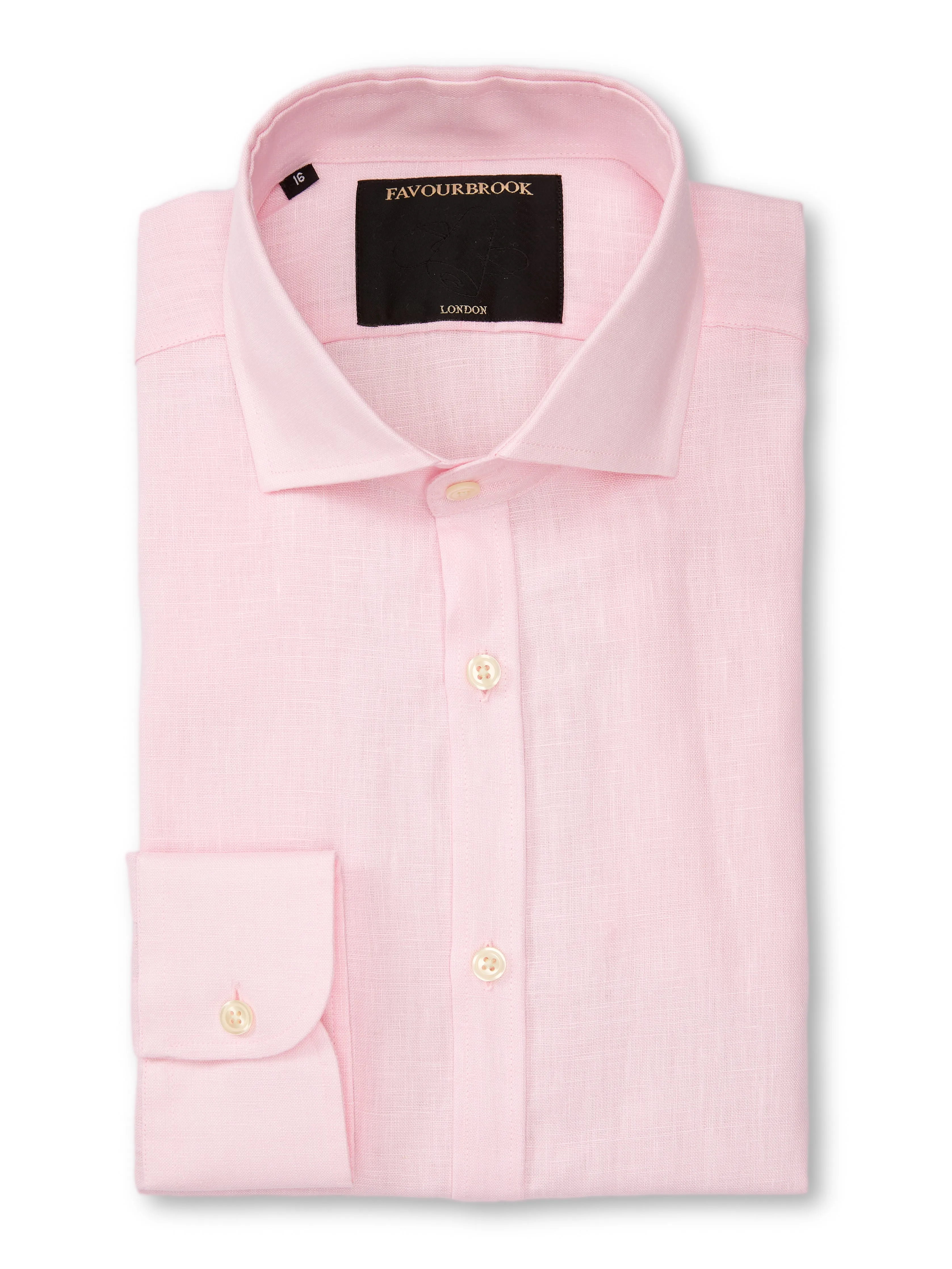 Pink Bridford Linen Cutaway Collar Shirt