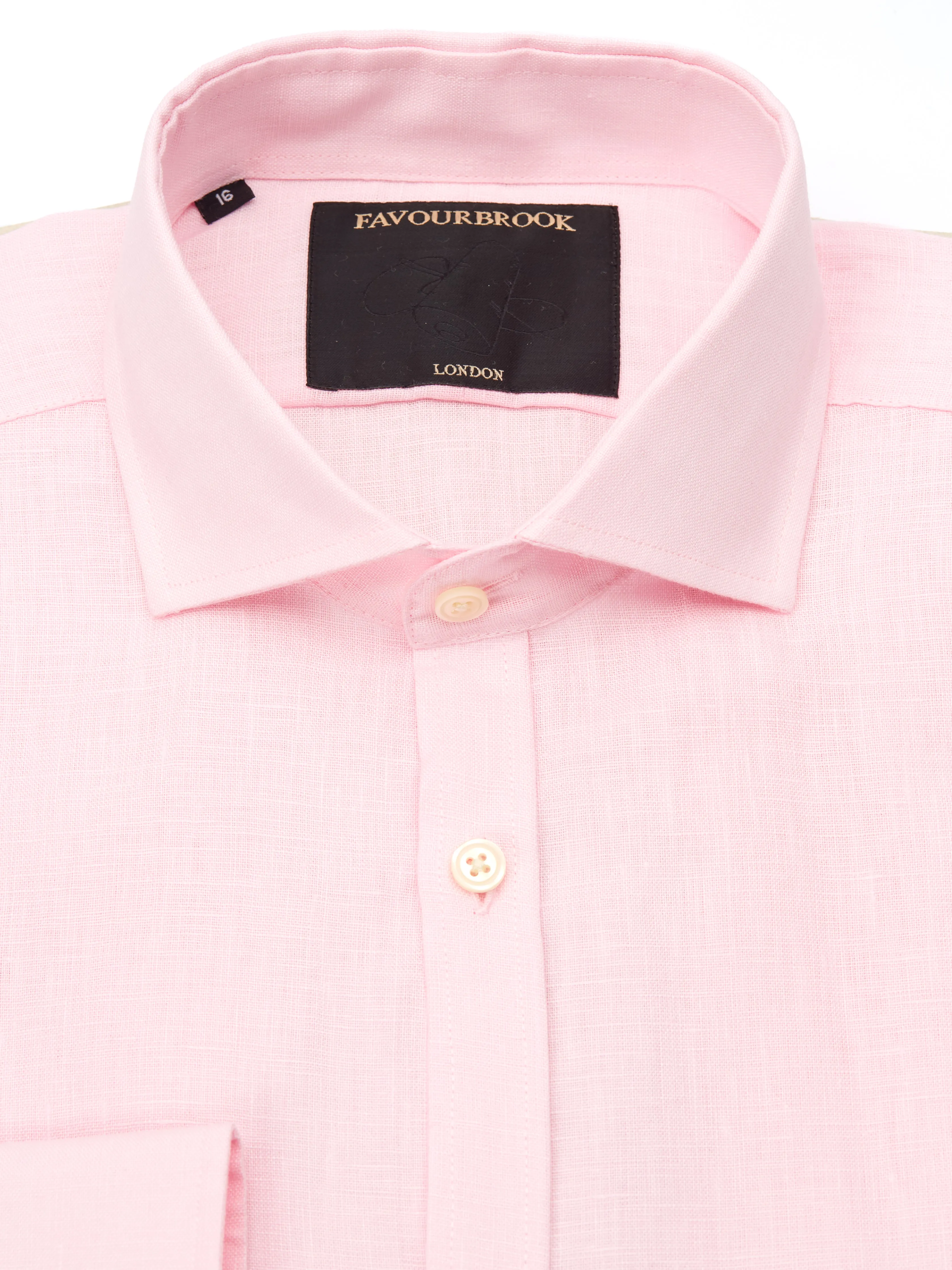 Pink Bridford Linen Cutaway Collar Shirt