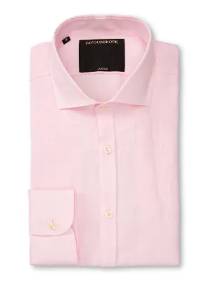 Pink Bridford Linen Cutaway Collar Shirt