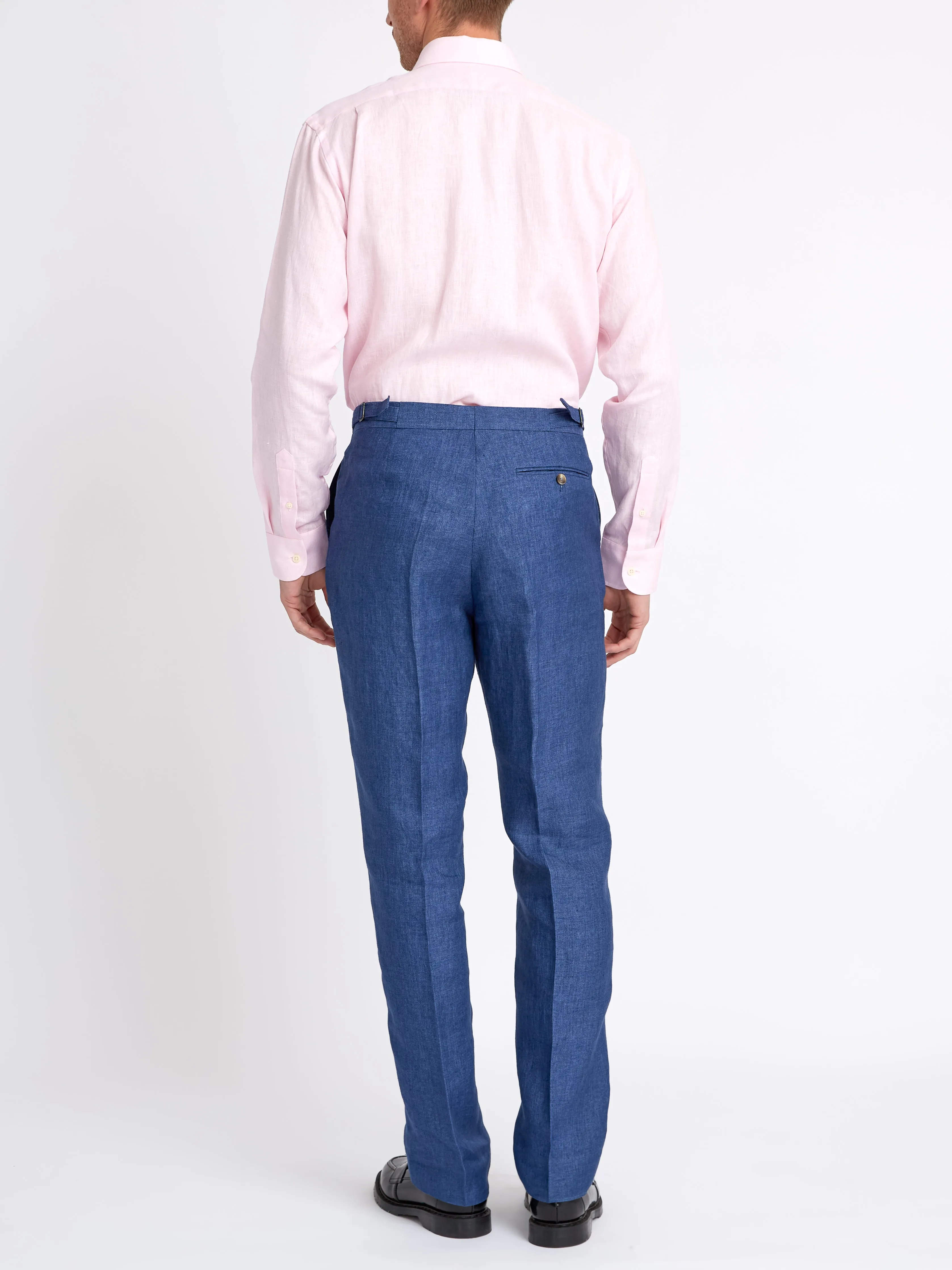 Pink Bridford Linen Cutaway Collar Shirt