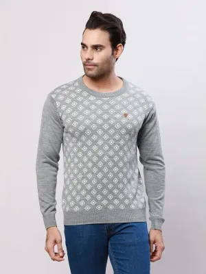 Raymond Men Grey Jacquard Acrylic Blend Sweaters