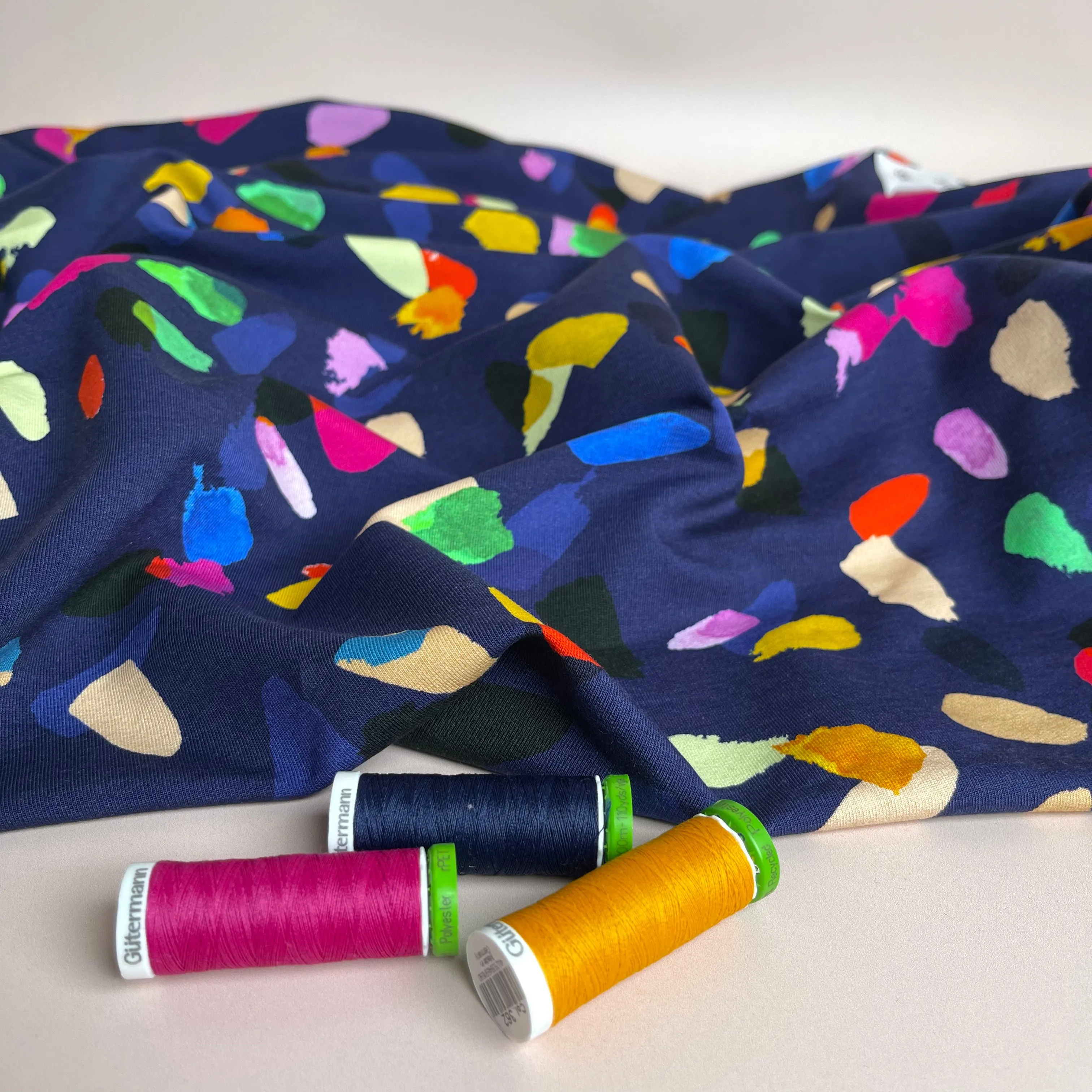 REMNANT 0.44 Metre - Gemstones Navy Organic Cotton French Terry