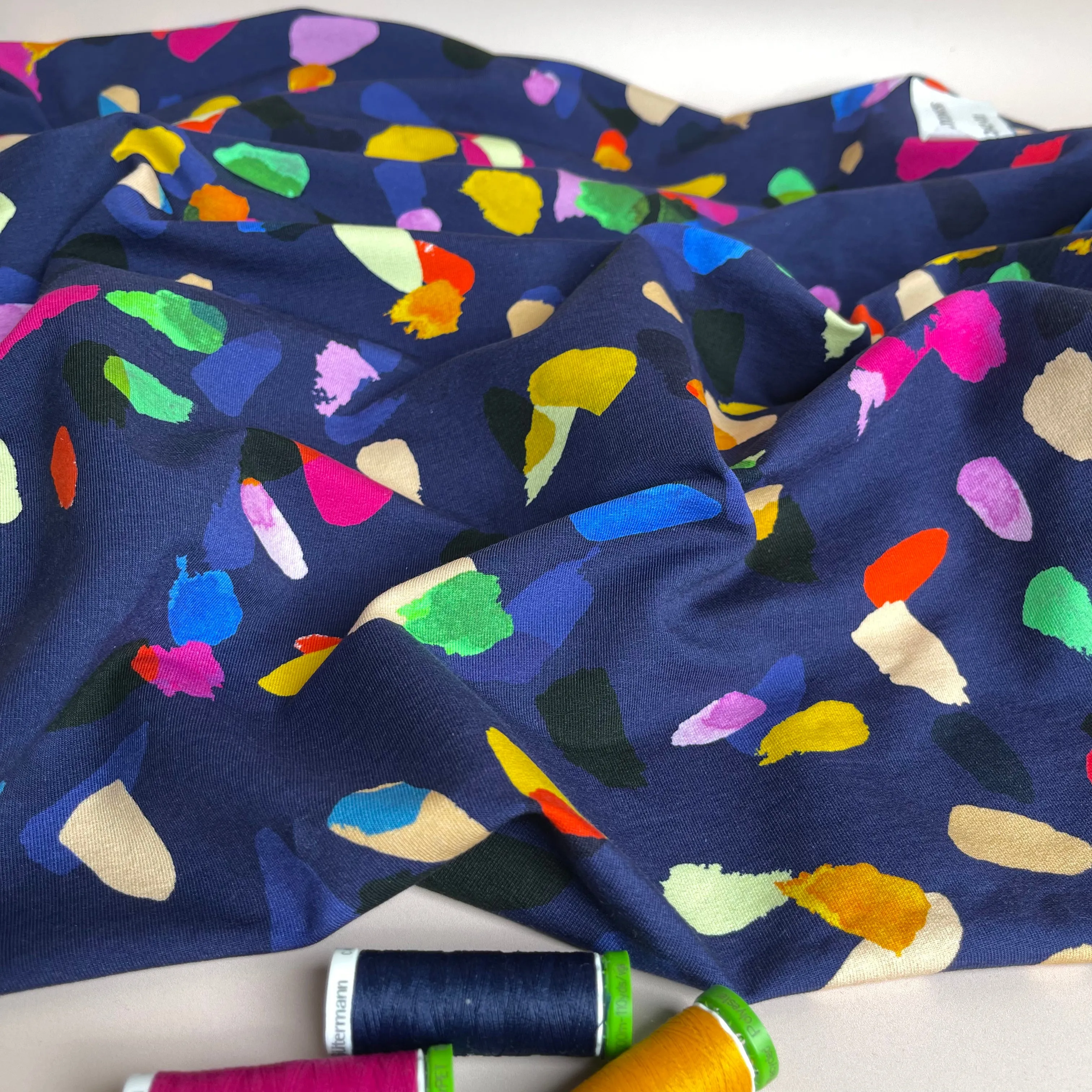 REMNANT 0.44 Metre - Gemstones Navy Organic Cotton French Terry