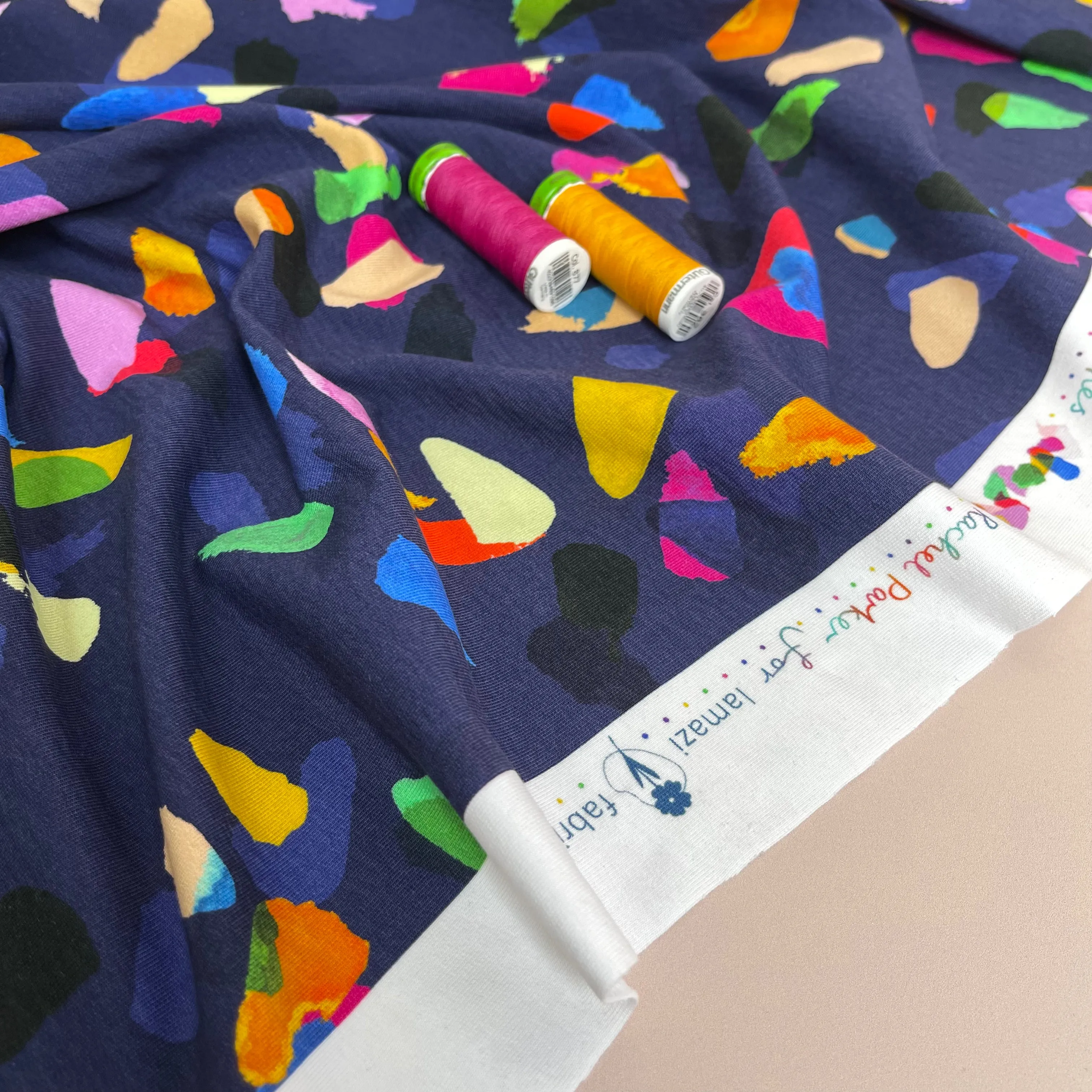 REMNANT 0.44 Metre - Gemstones Navy Organic Cotton French Terry