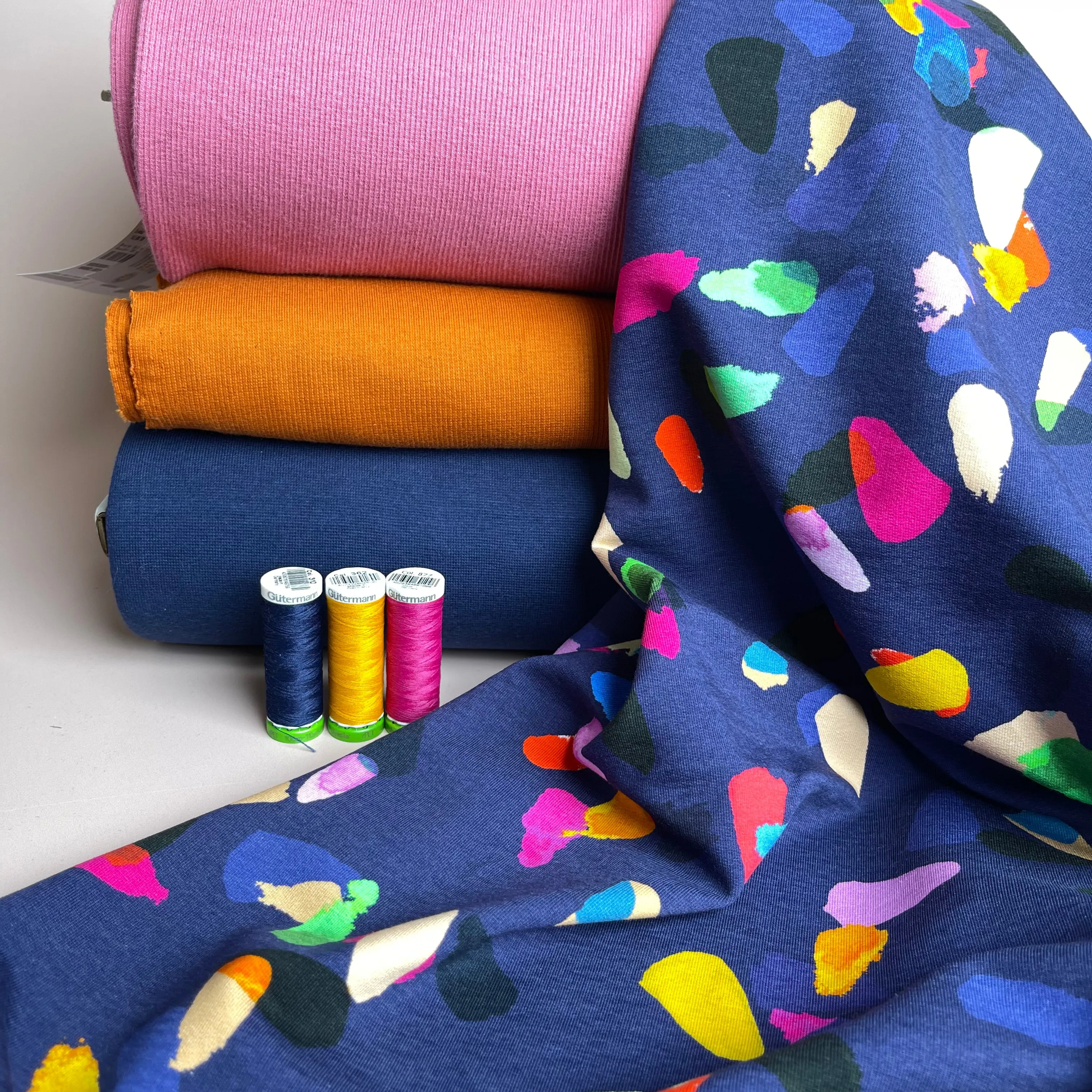 REMNANT 0.44 Metre - Gemstones Navy Organic Cotton French Terry