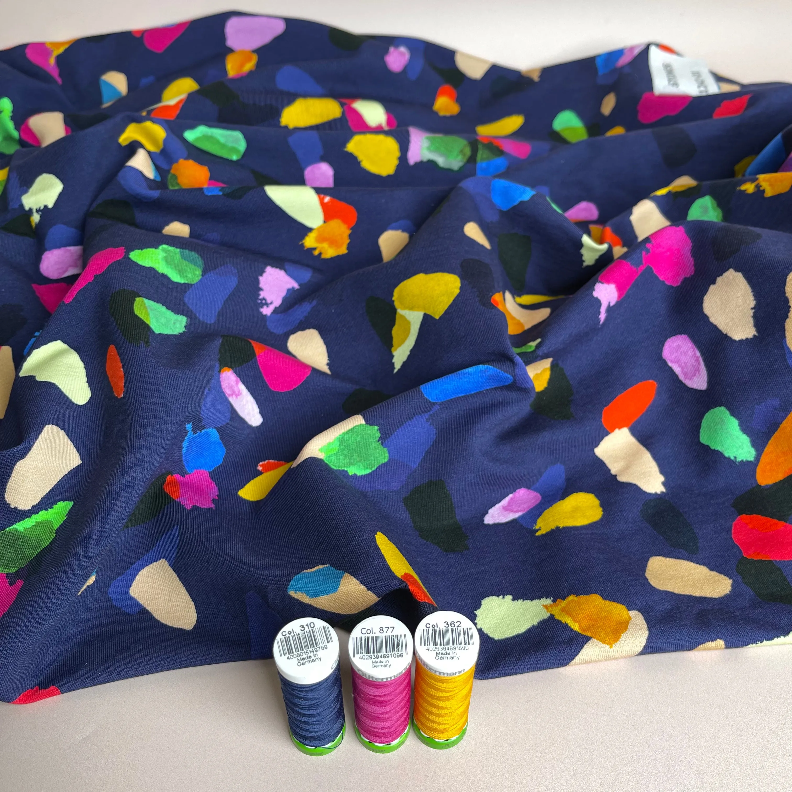 REMNANT 0.44 Metre - Gemstones Navy Organic Cotton French Terry