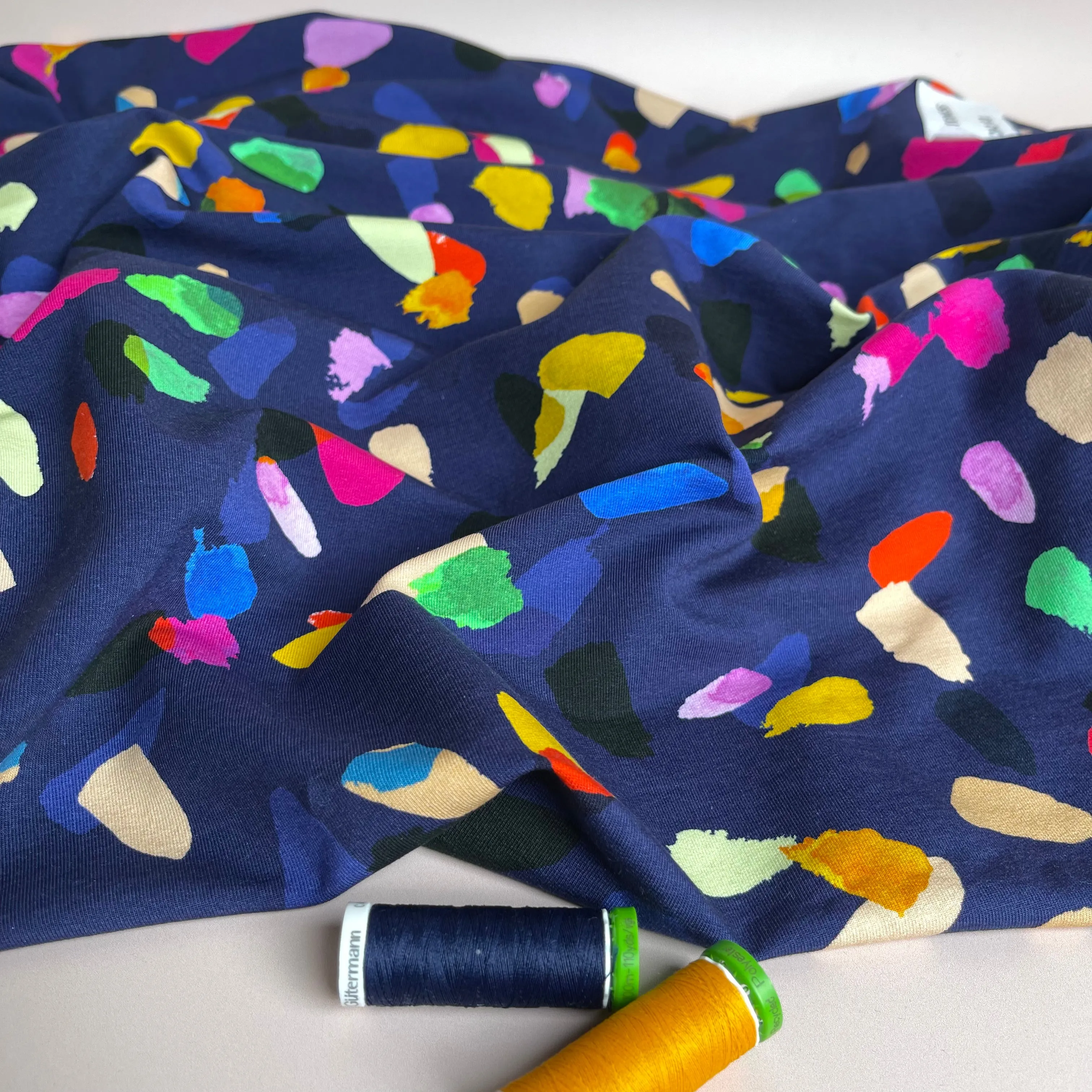 REMNANT 0.44 Metre - Gemstones Navy Organic Cotton French Terry