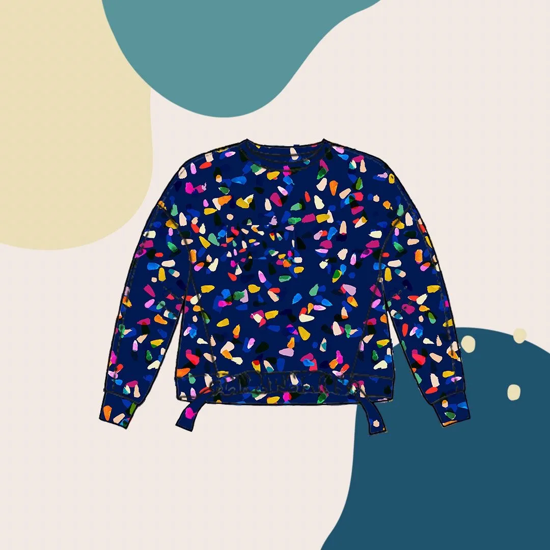 REMNANT 0.44 Metre - Gemstones Navy Organic Cotton French Terry