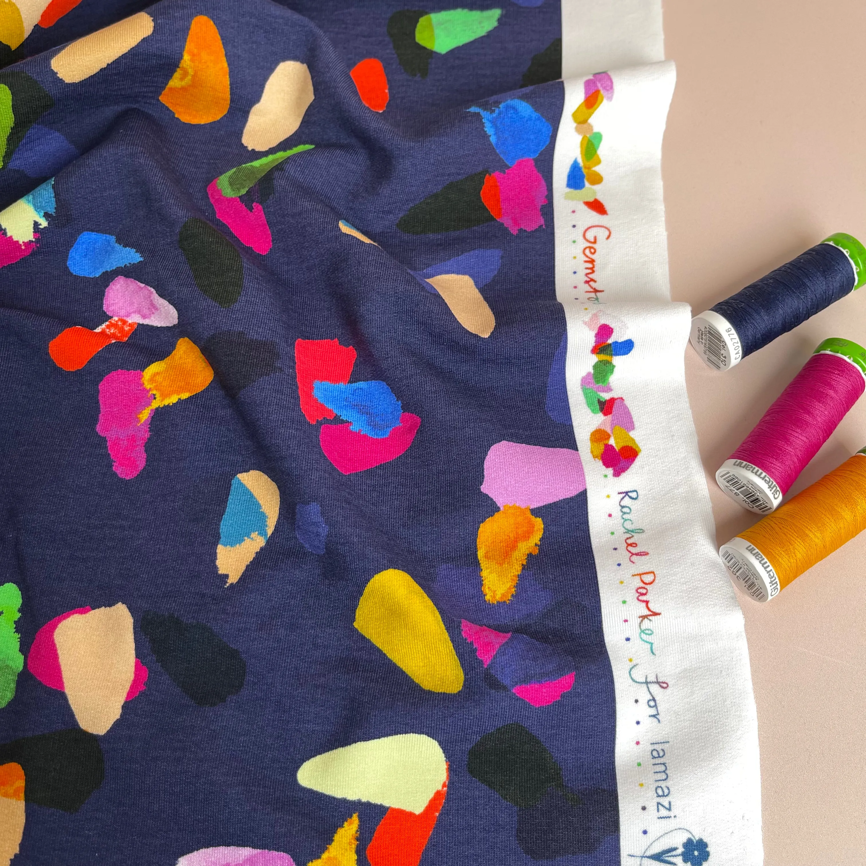 REMNANT 0.44 Metre - Gemstones Navy Organic Cotton French Terry