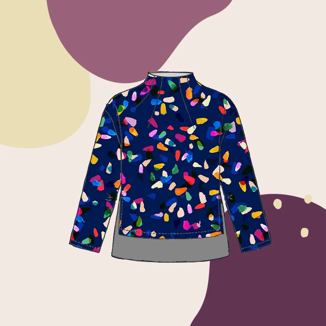 REMNANT 0.44 Metre - Gemstones Navy Organic Cotton French Terry