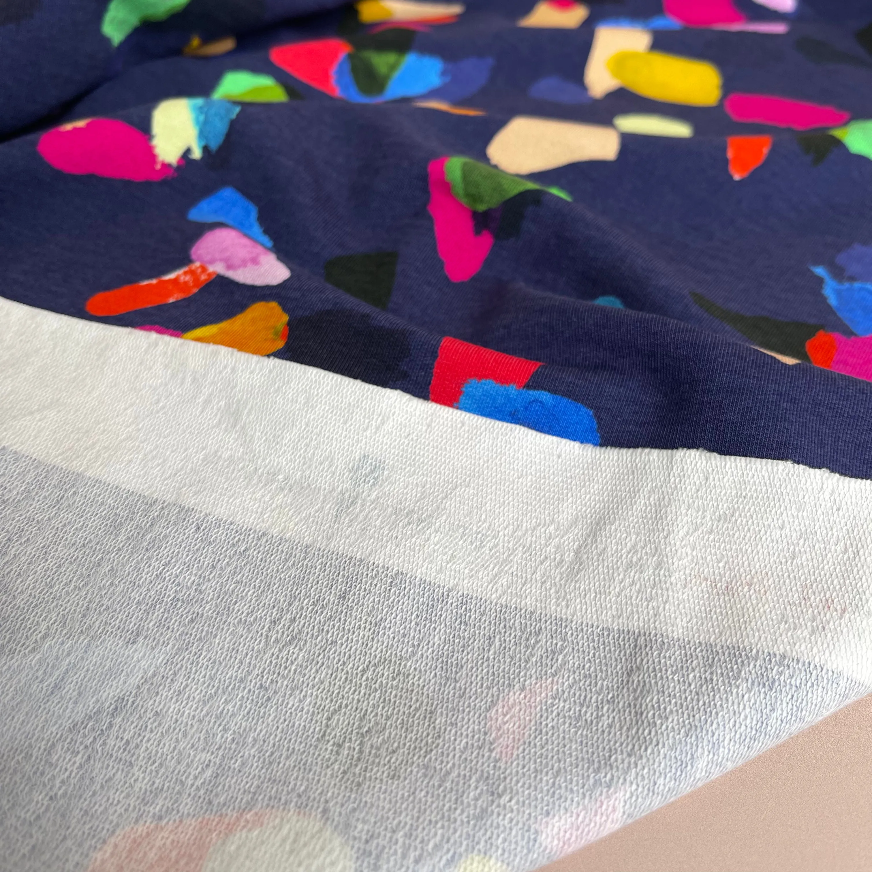 REMNANT 0.44 Metre - Gemstones Navy Organic Cotton French Terry