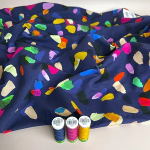 REMNANT 0.44 Metre - Gemstones Navy Organic Cotton French Terry