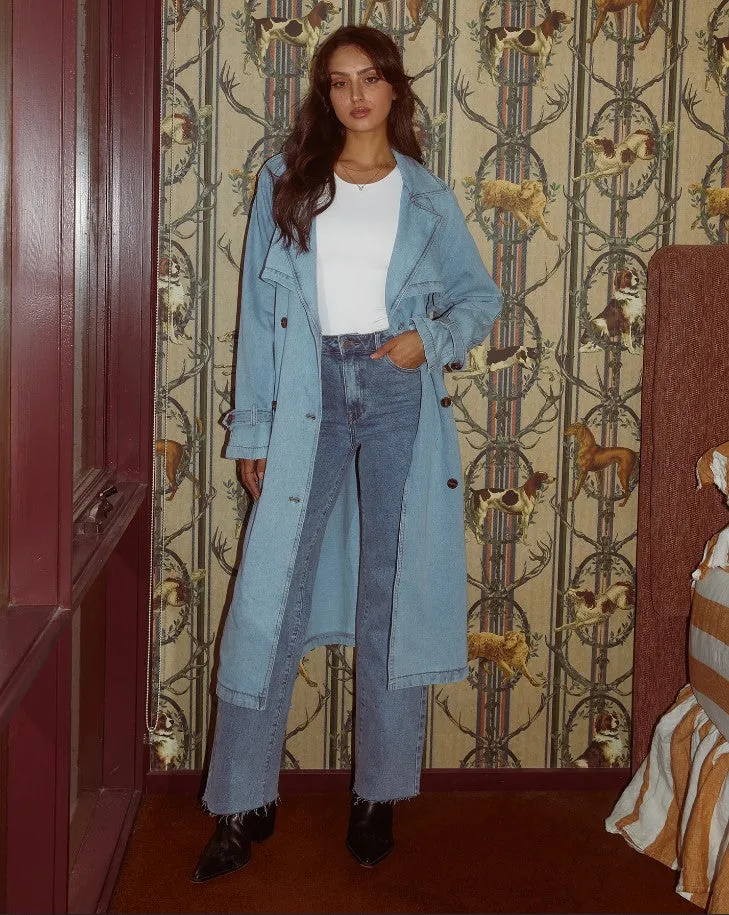 Rio Trench Coat Light Blue