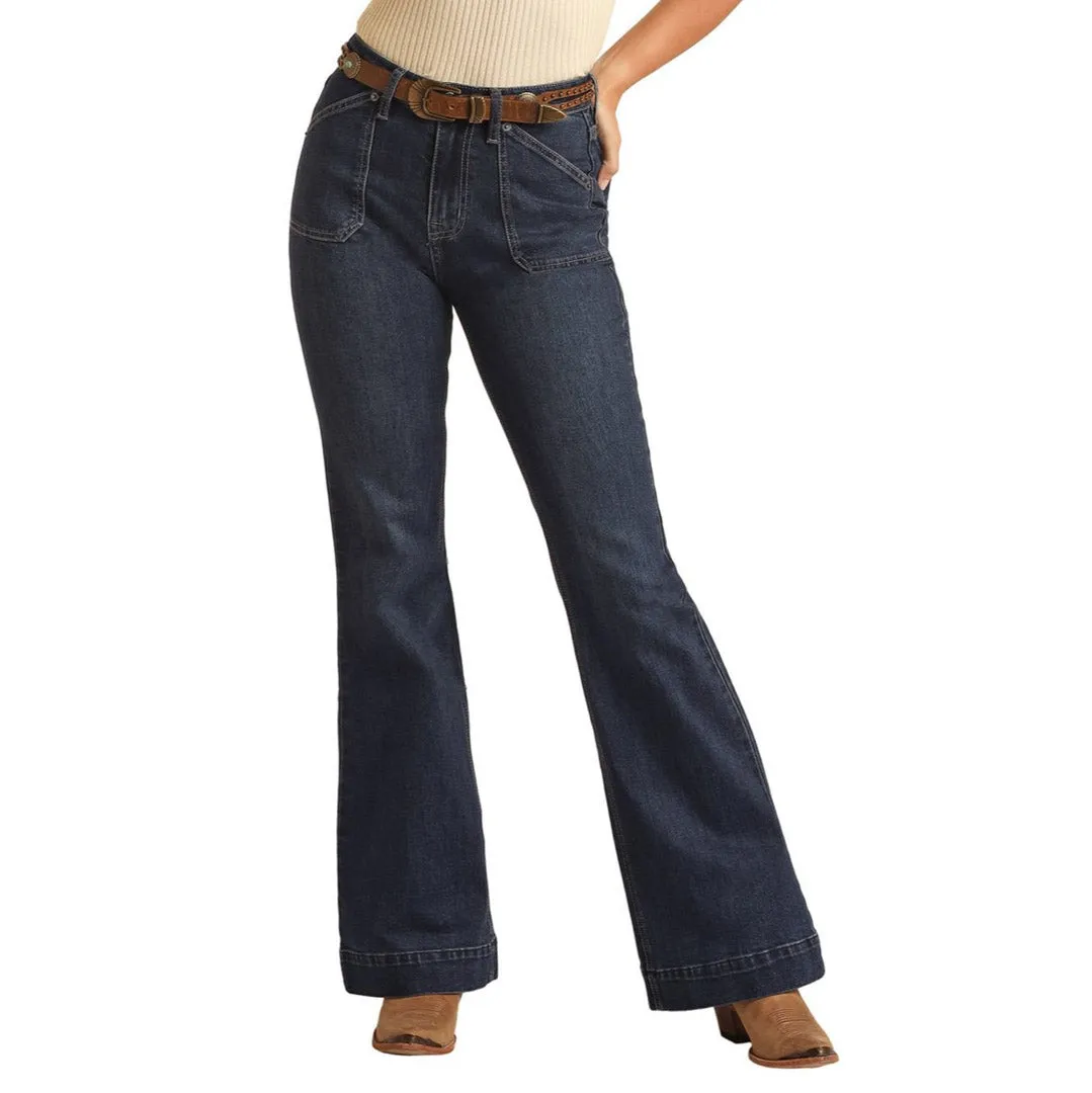 Rock & Roll Denim Women's Front Patch Pocket Relaxed Fit Trouser Jeans