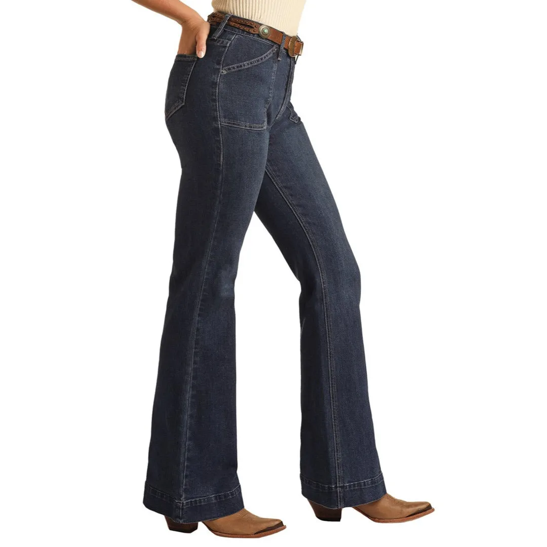 Rock & Roll Denim Women's Front Patch Pocket Relaxed Fit Trouser Jeans