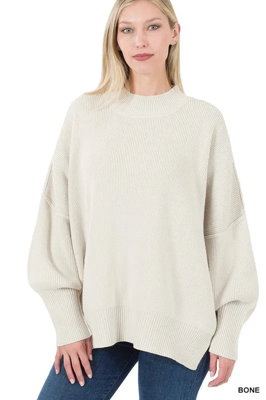 Side Slit Oversized Sweater - MULTI COLORS