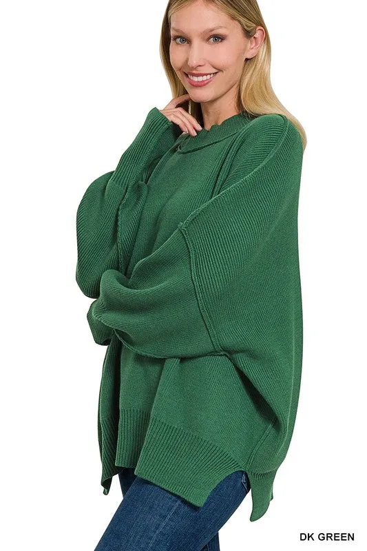 Side Slit Oversized Sweater - MULTI COLORS