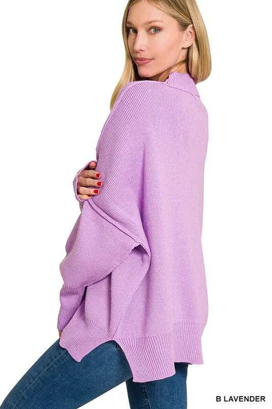 Side Slit Oversized Sweater - MULTI COLORS