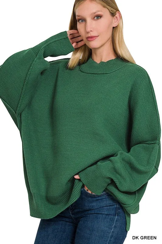 Side Slit Oversized Sweater - MULTI COLORS