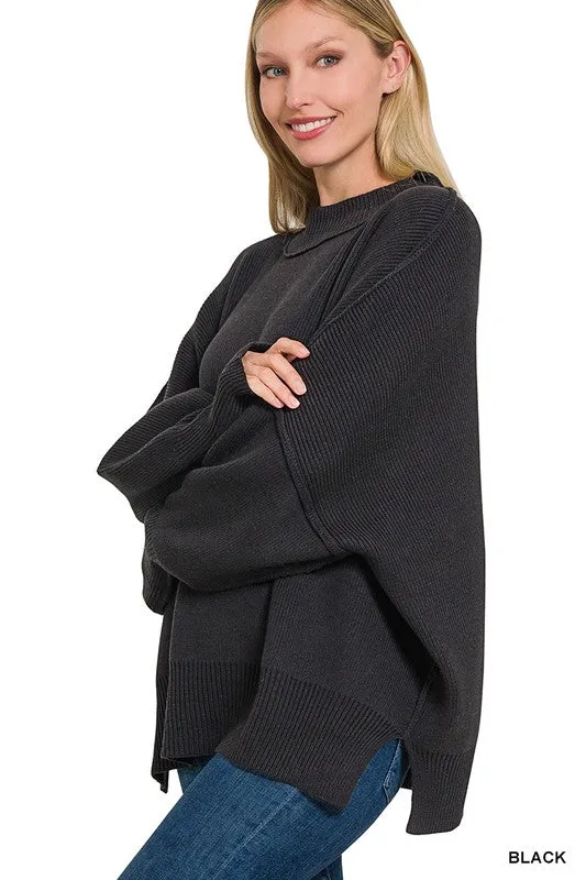 Side Slit Oversized Sweater - MULTI COLORS