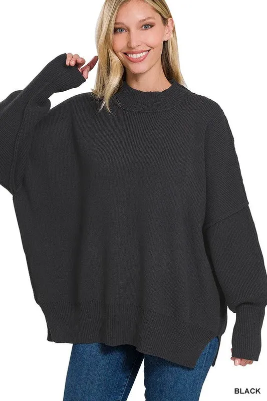 Side Slit Oversized Sweater - MULTI COLORS