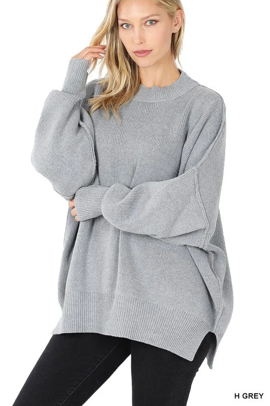 Side Slit Oversized Sweater - MULTI COLORS