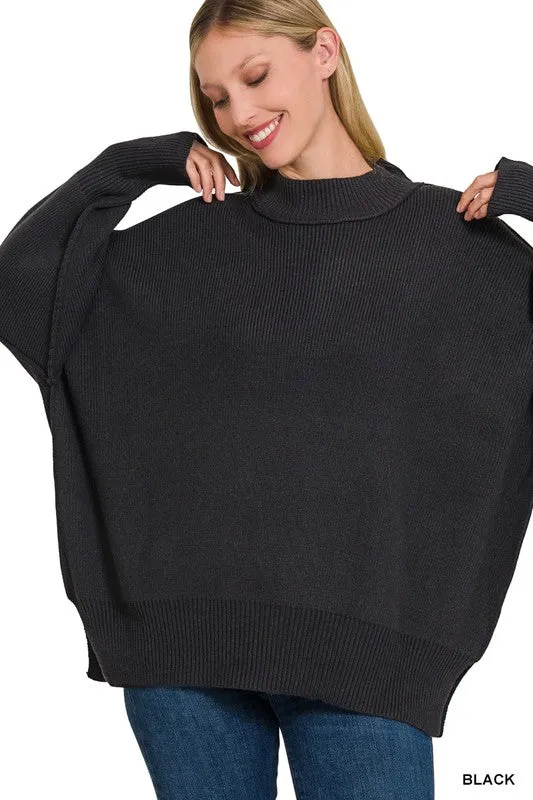 Side Slit Oversized Sweater - MULTI COLORS