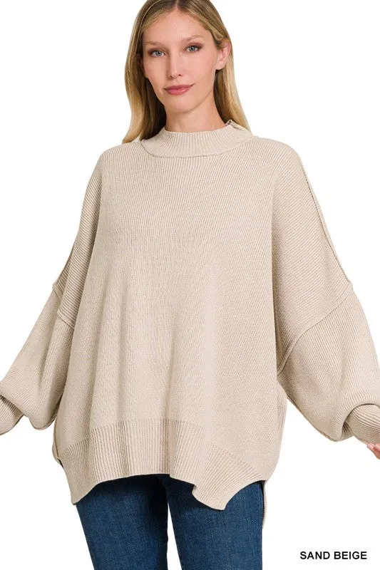 Side Slit Oversized Sweater - MULTI COLORS