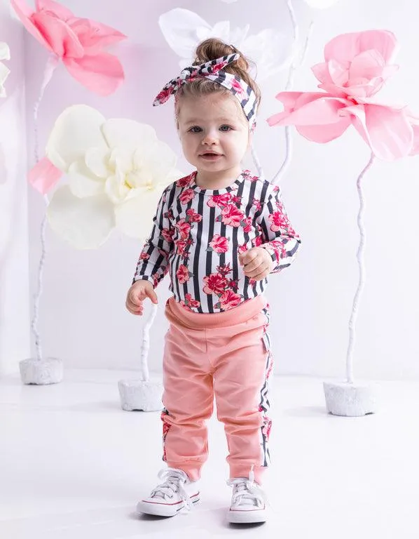 Sweatpants with stripes, girl, pink NANA