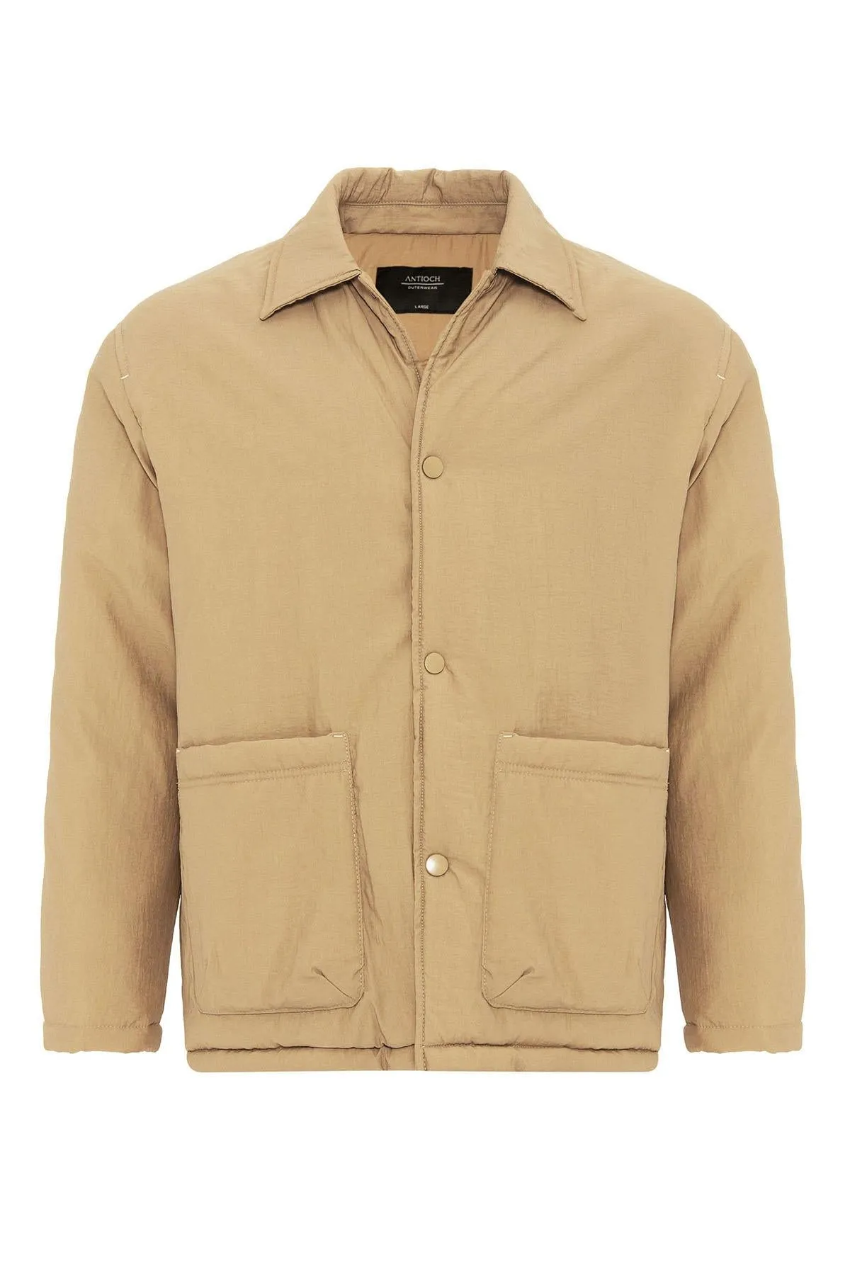 Taupe Lightly Padded Men's Jacket with Cargo Pockets - Wessi