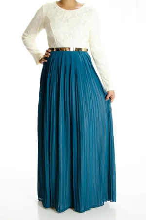 Teal Vintage pleated dress