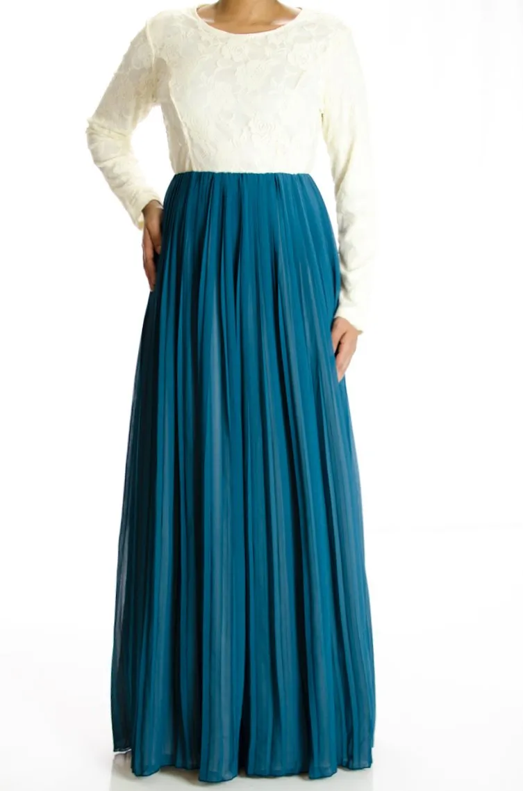 Teal Vintage pleated dress