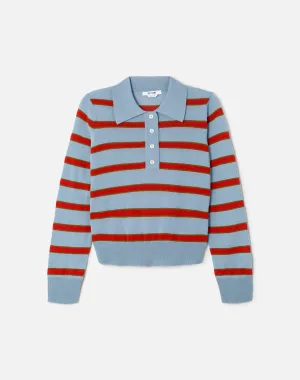 The Memphis Long Sleeve Polo - Pacific Stripe