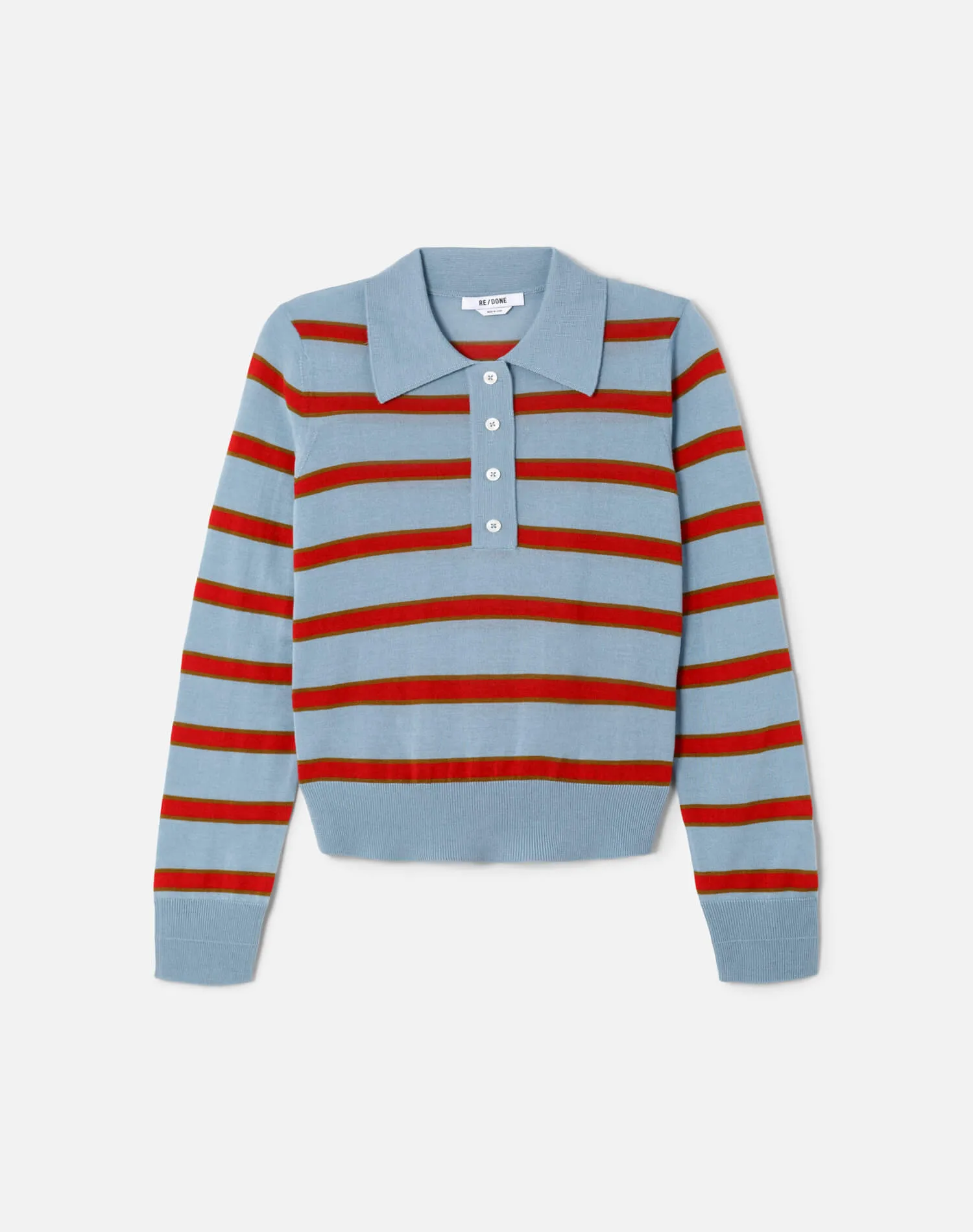 The Memphis Long Sleeve Polo - Pacific Stripe