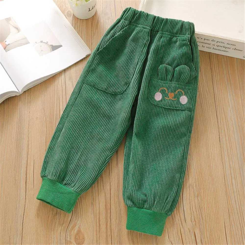 Toddler Girls Rabbit Corduroy Solid Trousers Girls Wholesale Clothes