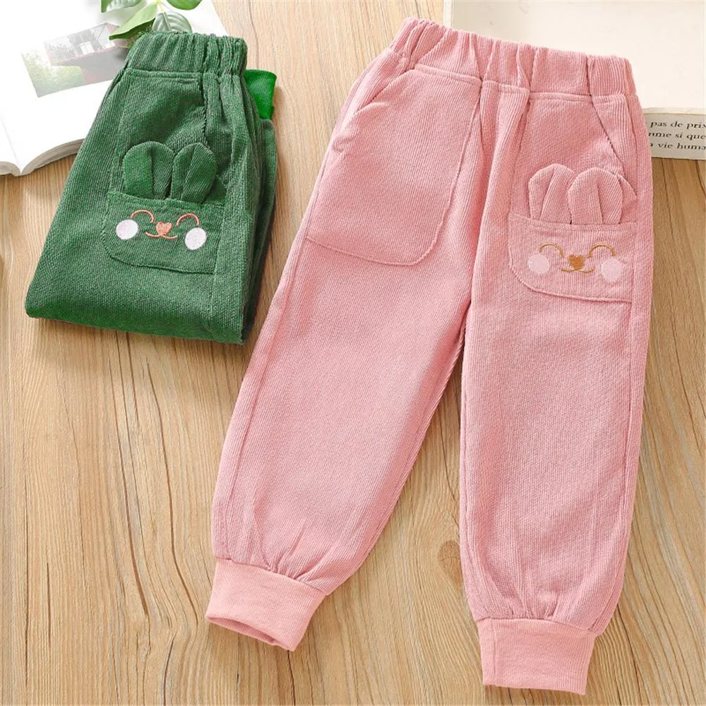 Toddler Girls Rabbit Corduroy Solid Trousers Girls Wholesale Clothes